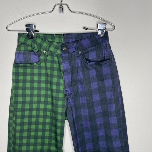 The Ragged Priest Jeans Hyde Straight Leg Split Check Print Green Purple SZ 26 - Picture 5 of 14